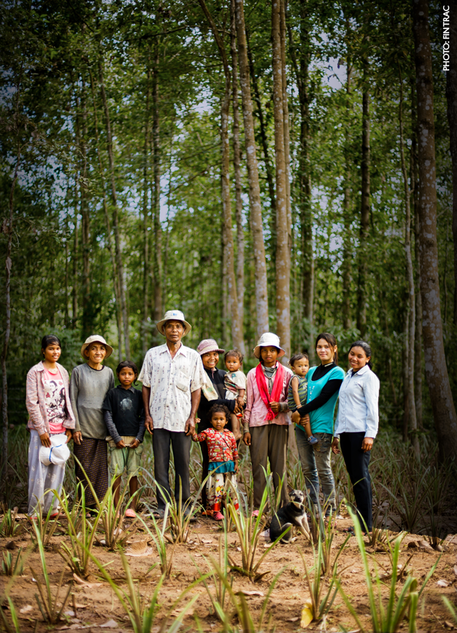 Cambodian family in a forest.