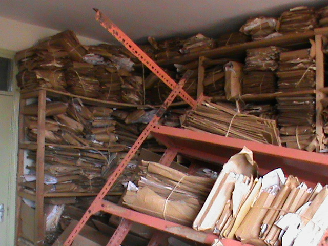 Old damaged shelves at the Thika Lands Registry