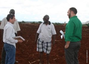 First meeting of USAID land tenure programs with Chief Nyamphande in one of his fields in December 2014 (photo by James Murombedzi).